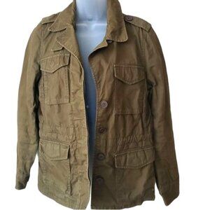 MADEWELL Womens‎ Jacket SZ S Military Green Pockets Drawstring Cotton Lined Cuff